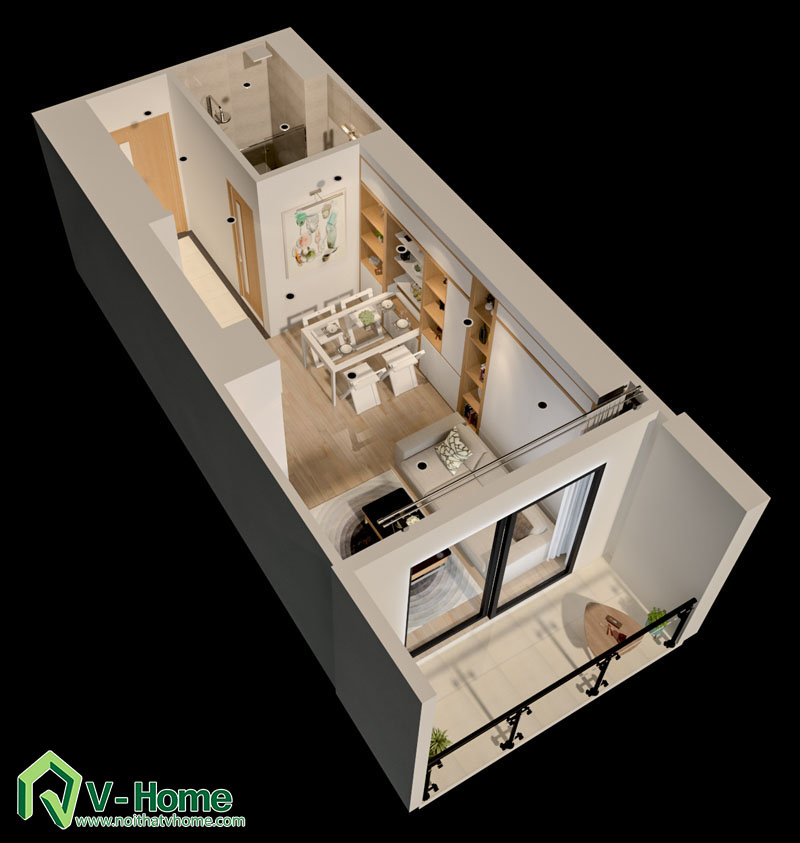 noi-that-thong-minh-officetel-1 Thiết kế nội thất căn hộ Officetel diện tích 32m2 - TP. Bắc Ninh
