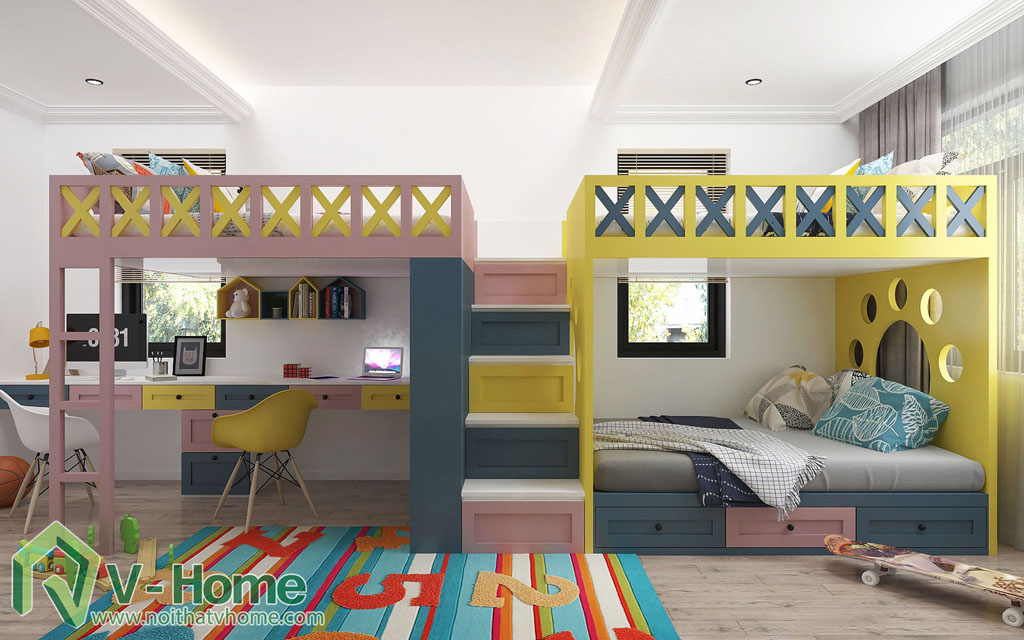 thiet-ke-phong-ngu-tre-em-biet-thu-vinhomes-gardenia-8 Thiết kế nội thất phòng ngủ trẻ em tuyệt đẹp