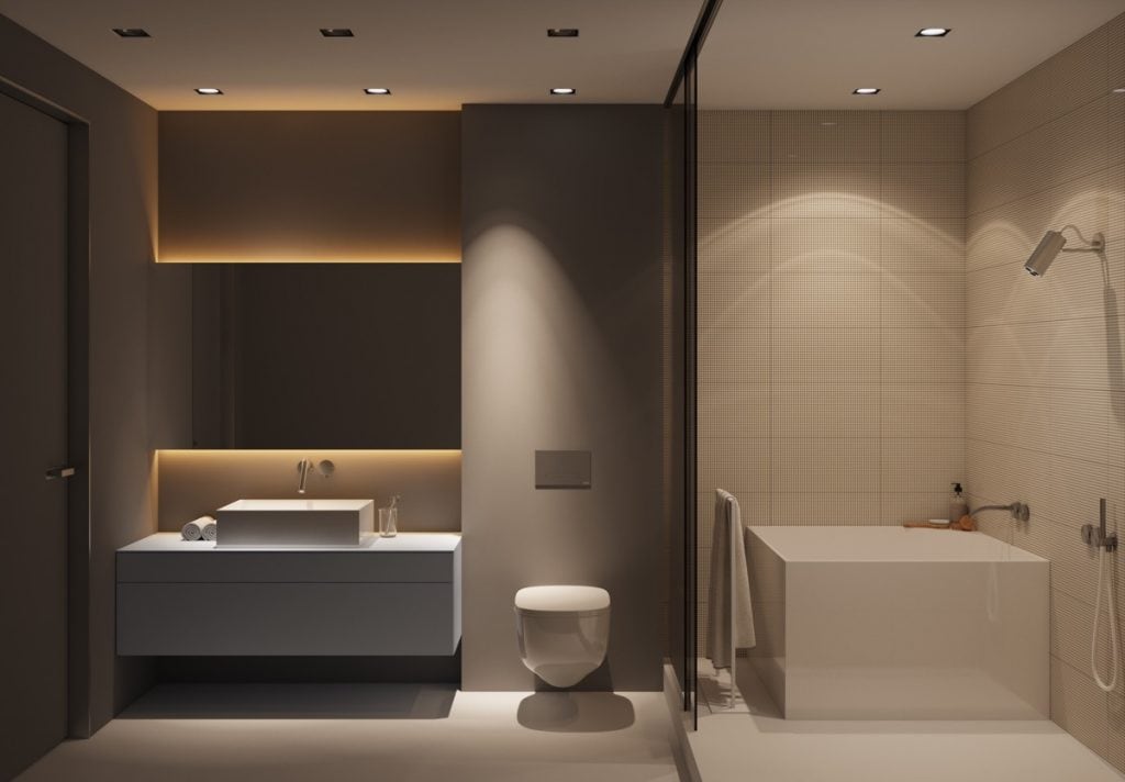 Minimalist-bath-tub-1024x712 Thiết kế nhà vệ sinh nhỏ đẹp cần lưu ý những gì?