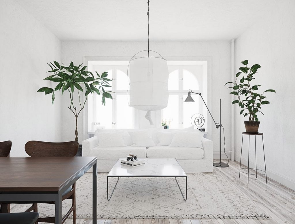 White-Scandi-living-room-1024x778 [Kiến thức] Phong cách Bắc Âu - Scandinavian trong thiết kế nội thất