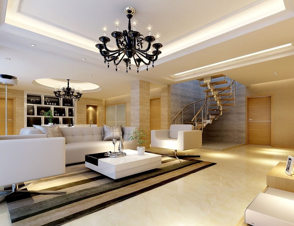 Gypco_livingroom7-1024x789 Trang trí trần nhà phòng khách - cách tạo ấn tượng cho không gian