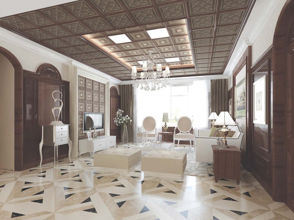 perspective-leather2_1 Trang trí trần nhà phòng khách - cách tạo ấn tượng cho không gian